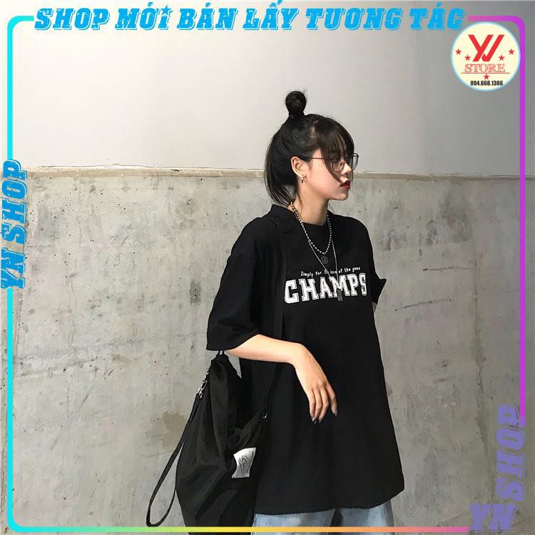 Áo thun tay lỡ Unisex CHAMP, áo phông nam nữ form rộng