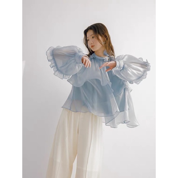 Áo cổ yếm cột nơ vải Organza cao cấp - Vizz Top - TẶNG KÈM TÚI BLACKPINK VỚI ĐƠN TRÊN 555K