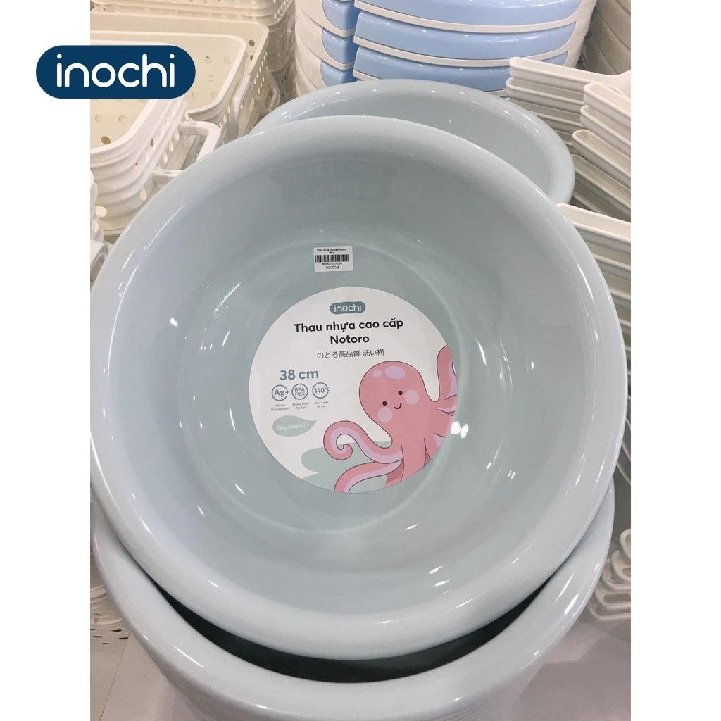 Chậu Rửa Mặt Cho Bé INOCHI Notoro Nhật Bản 38cm, Chất Liệu Nhựa Cao Cấp Kháng Khuẩn Bảo Vệ Sức Khoẻ