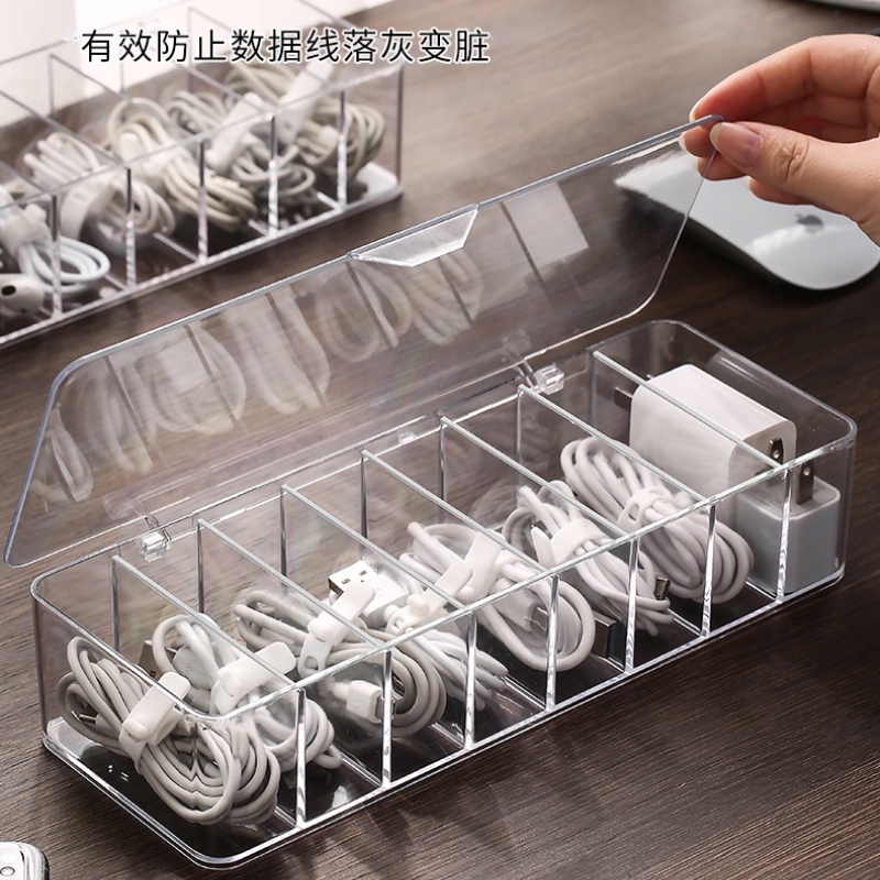 Hộp Đựng Dây Cáp Sạc Điện Thoại Để Bàn Trong Suốt Chống Bụi Đa Năng