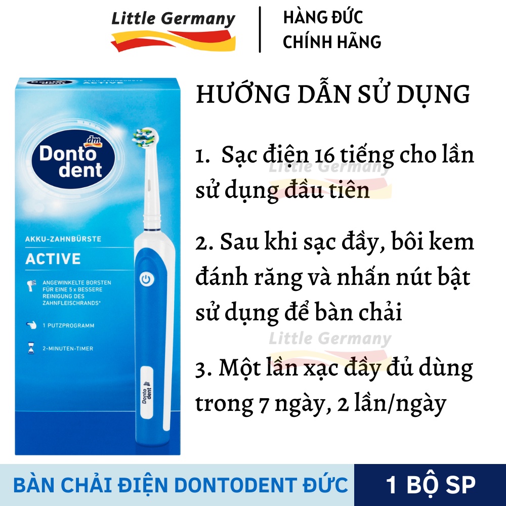 Bàn Chải Điện Dontodent Active - Làm sạch sâu gấp 5 lần - Hàng nội địa Đức