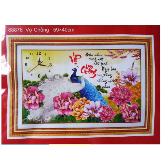 Tranh thêu chữ thập vợ chồng 88876 (KT: 59 x 40 cm)