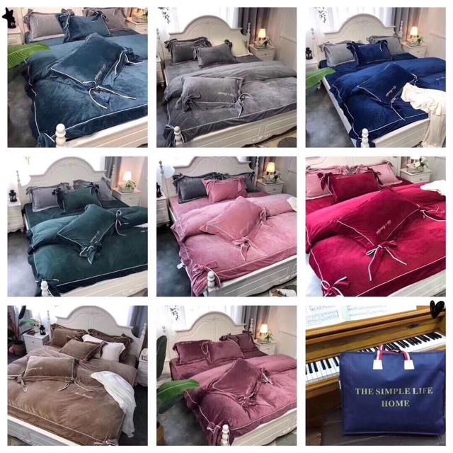 Chăn ga gối Nỉ nơ full màu cao cấp