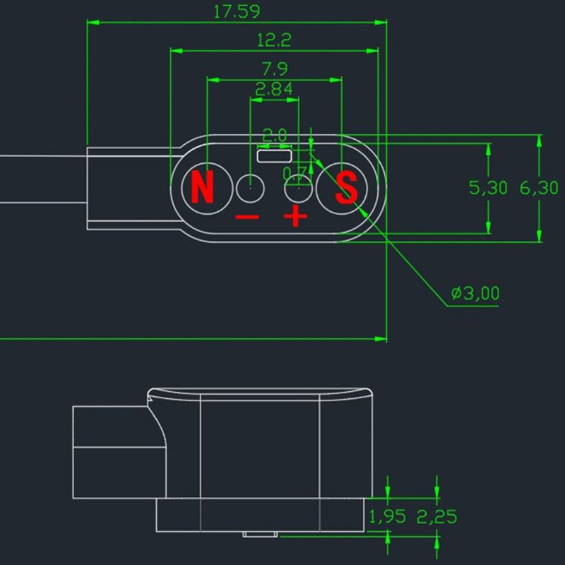 Cáp sạc phích cắm từ tính cho đồng hồ thông minh 2 pin khoảng cách 4mm