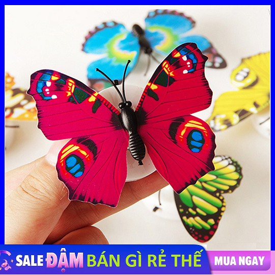 Combo 10 đèn LED hình con bướm xinh xắn dán tường