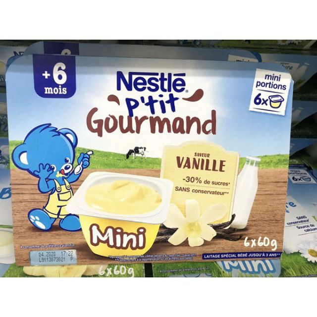 Váng sữa Nestle pháp vỉ 6 hộp*60g vani date mới 2023
