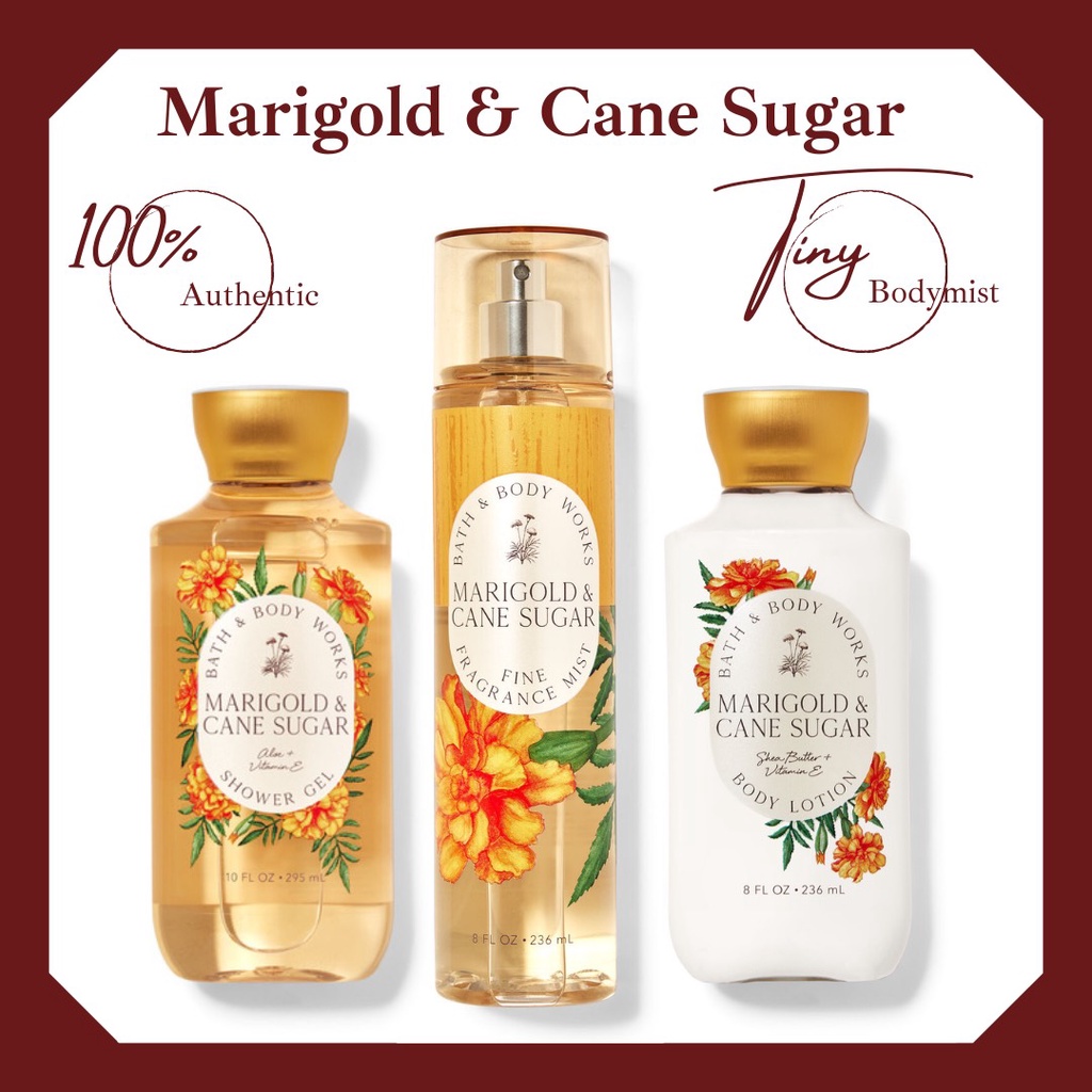Bộ sản phẩm xịt thơm toàn thân bodymist Bath & Body Works: Marigold Cane Sugar 36ml- 236ml
