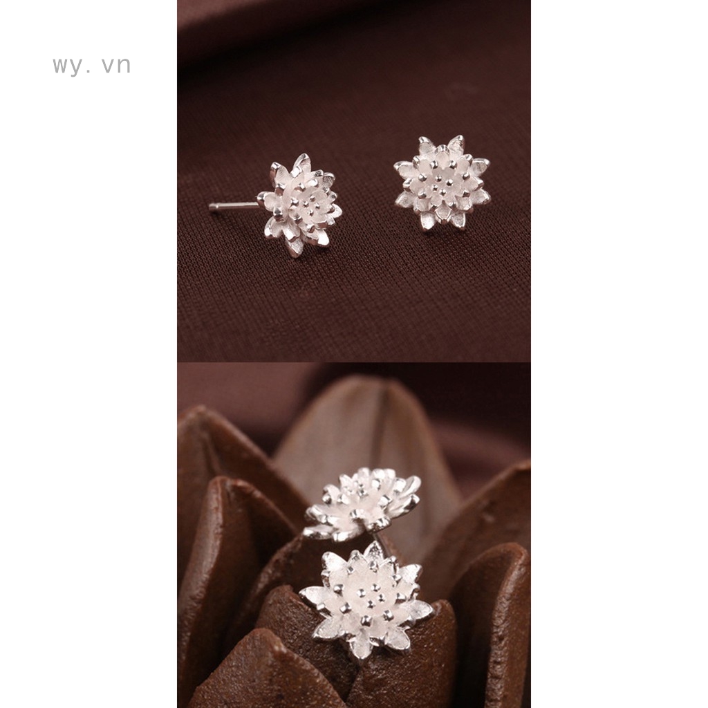 Bông Tai Mạ BạC 925 HìNh Hoa Sen Xinh XắN