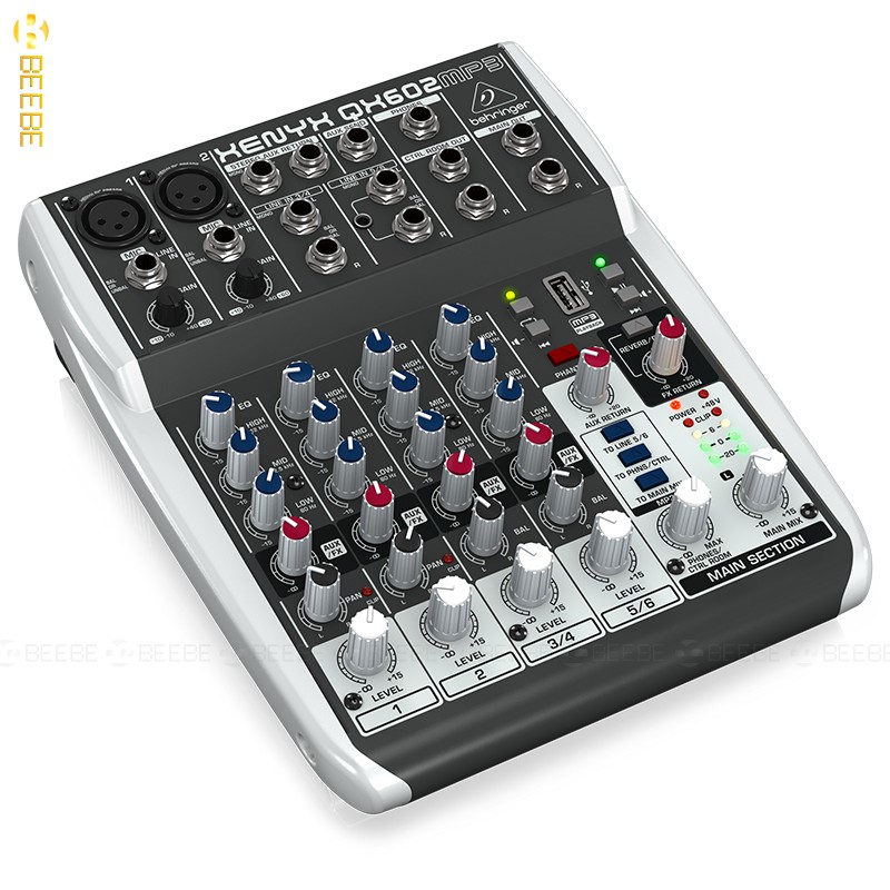 Behringer Xenyx QX602mp3 - Mixer 6 Cổng Có Hiệu Ứng, Hỗ Trợ USB Chơi Nhạc Mp3