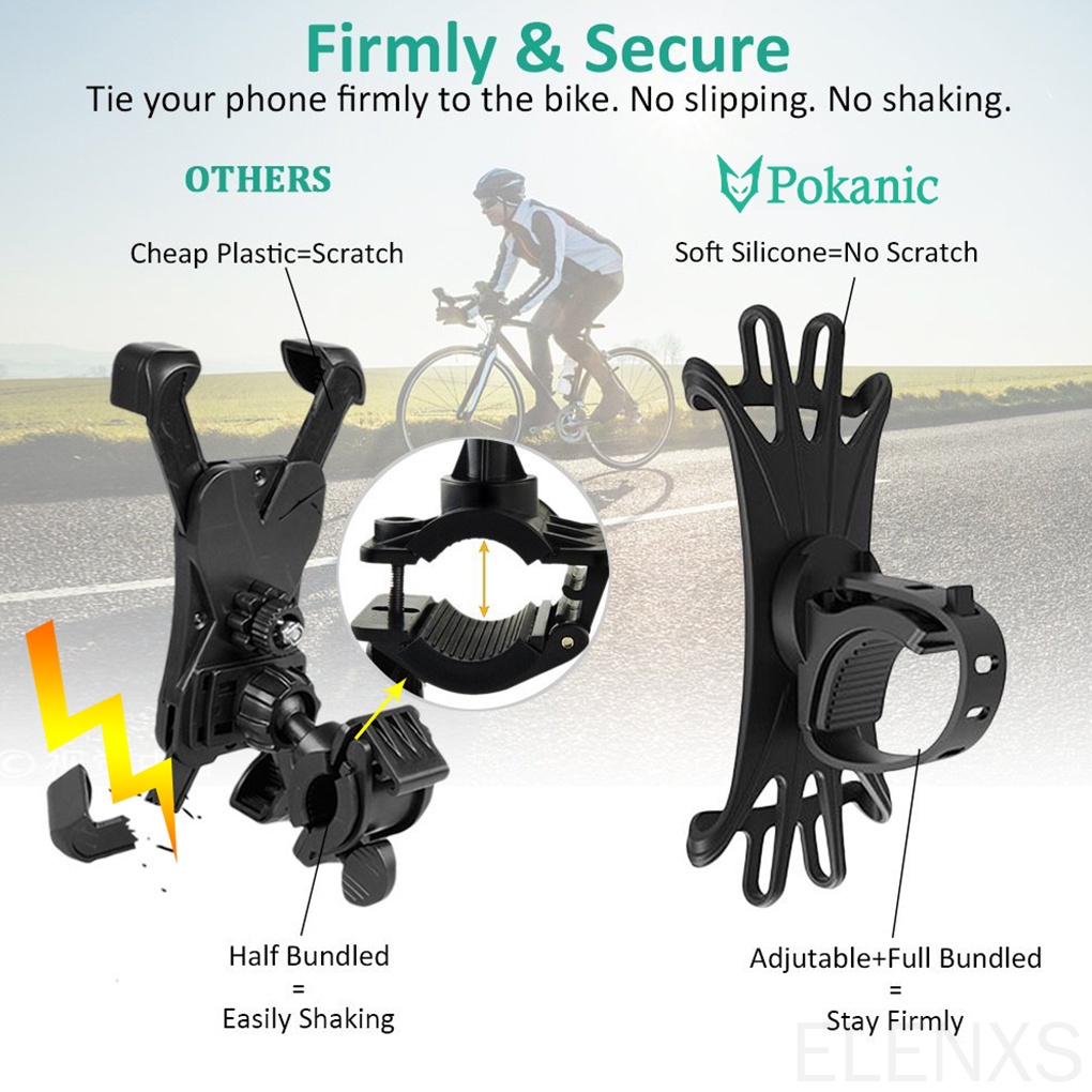 Giá đỡ điện thoại silicon xoay 360 độ gắn tay lái xe đạp