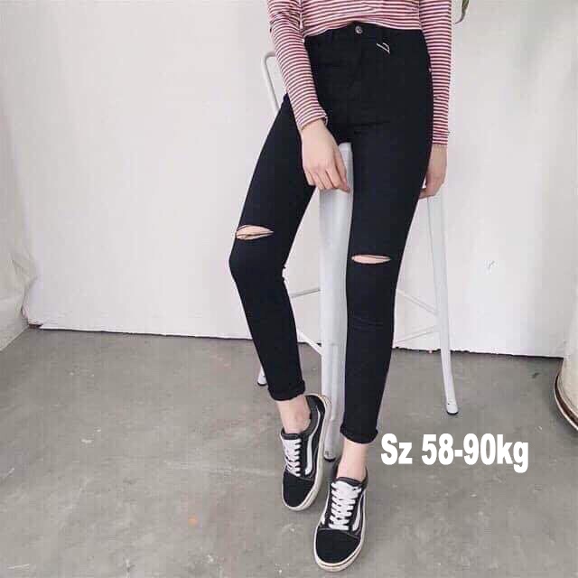 Quần jean đen bigsize KimFashion lưng cao co giãn chất jean cao cấp fullsize 58-90kg KDDRG01