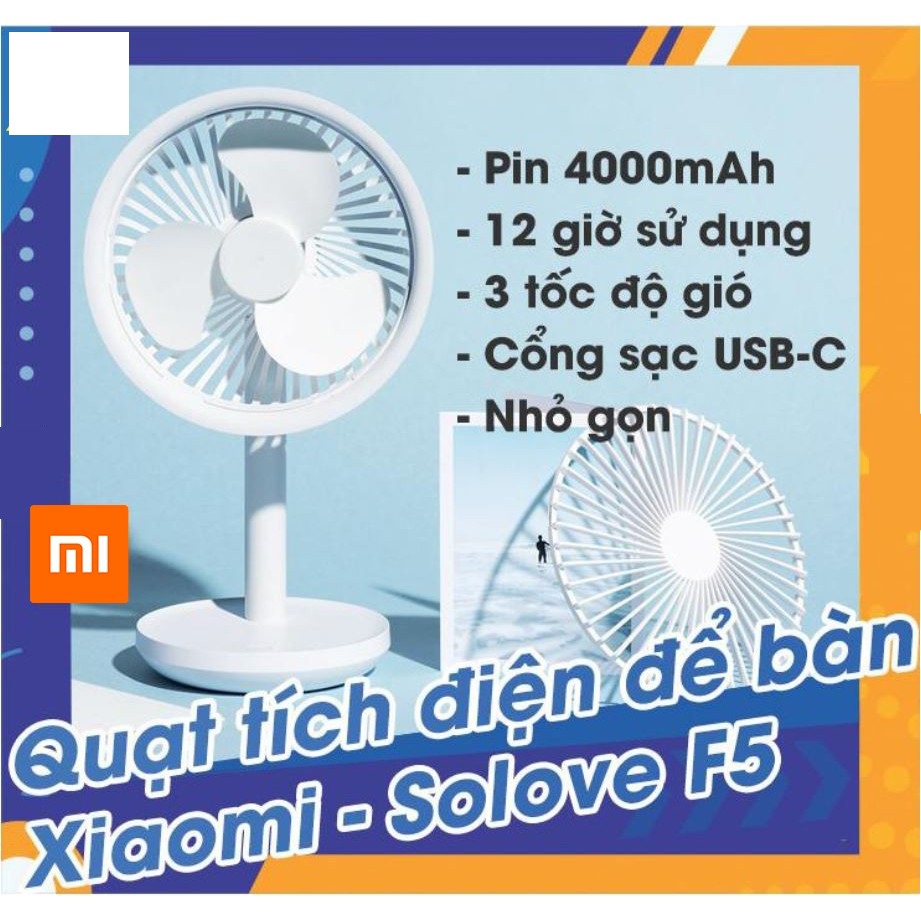 Quạt để bàn tích điện Xiaomi Solove F5 pin 4000mAh