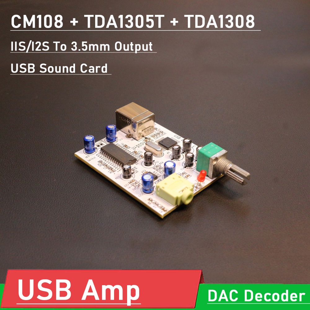 Card Giải Mã Âm Thanh USB 3.5mm CM108 + TDA1305T + TDA1308 IIS I2S