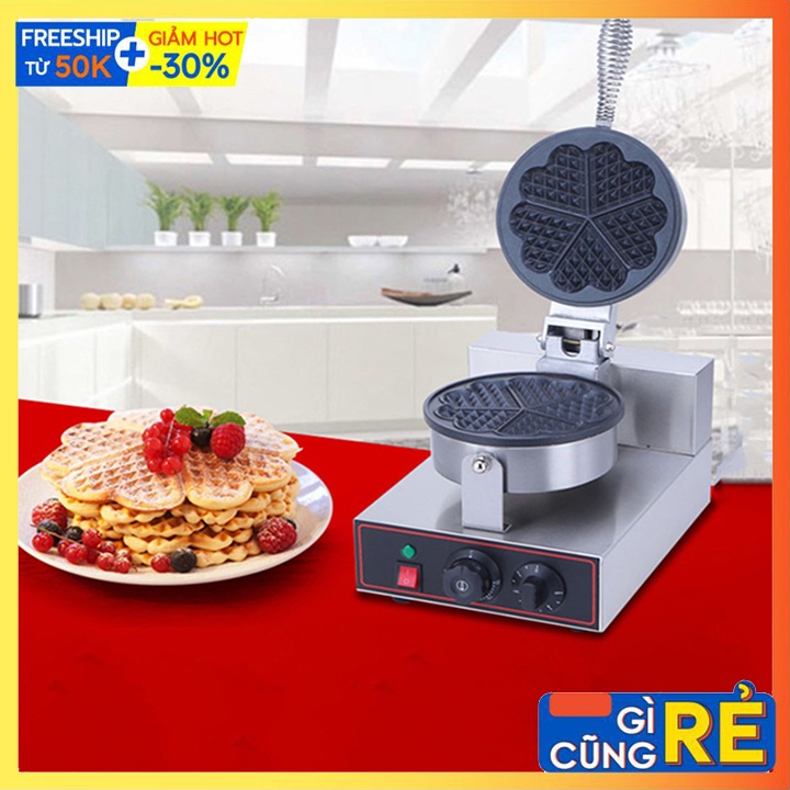 Máy làm bánh Waffle, Nướng bánh kẹp tổ ong khuôn trái tim Công nghiệp