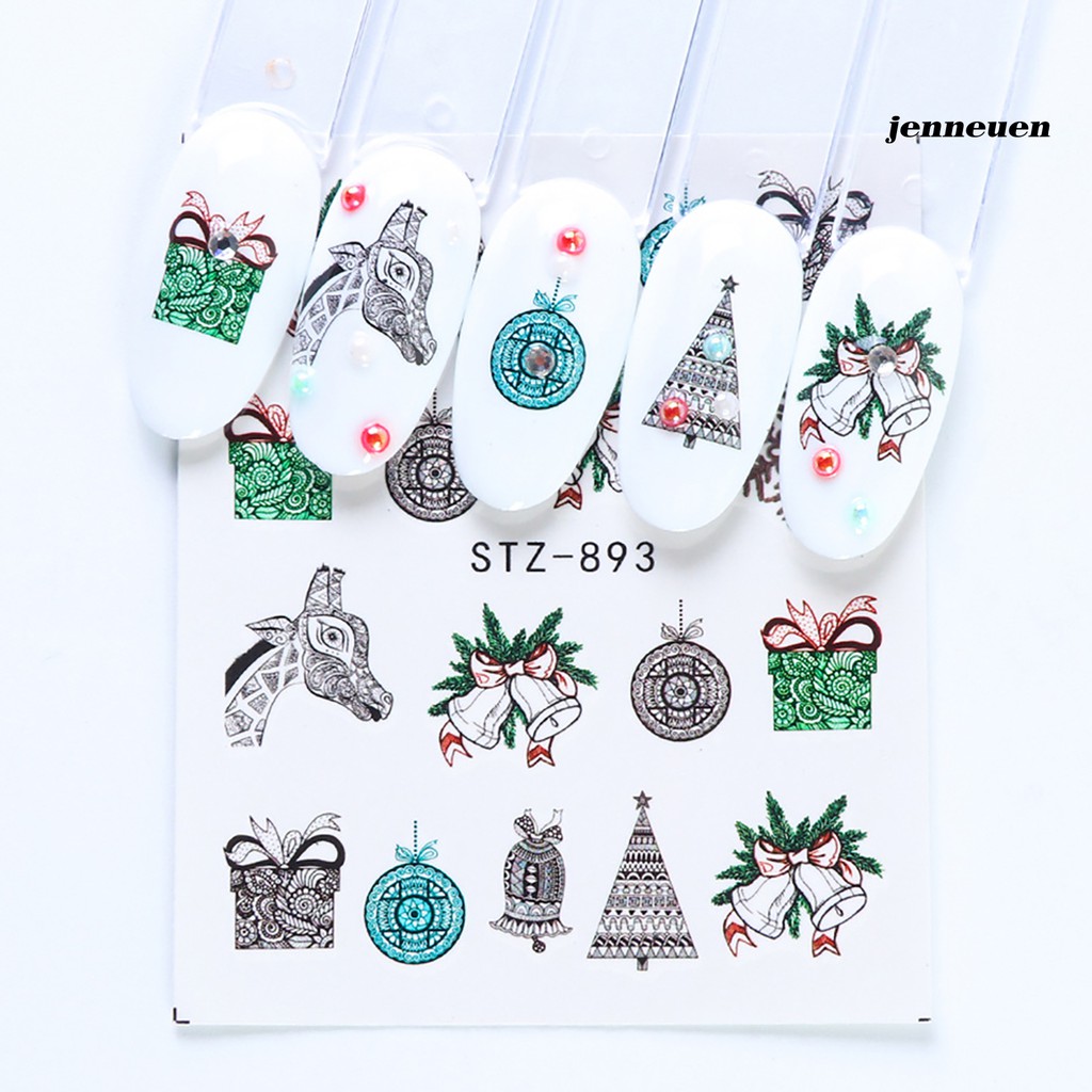 [Hàng mới về] Bộ 12 Đề Can Dán Trang Trí Móng Chuyển Họa Tiết Bông Tuyết/Chuông/Tuần Lộc Giáng Sinh