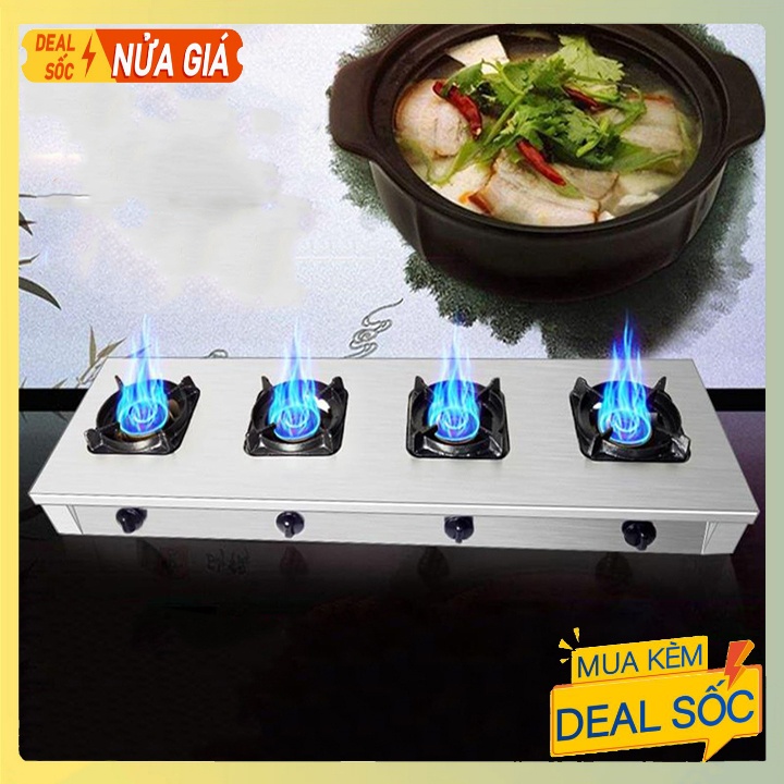 Bếp gas 4 của ngang, bếp ga 4 họng làm mỳ cay, bánh xèo, cơm niêu