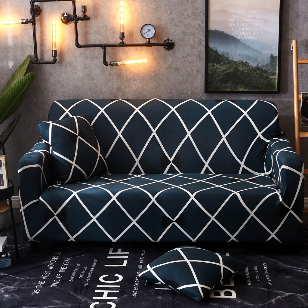 Nordic style sofa cover Elastic 1/2/3/4 Seater L Sofa Cover Home Living Furniture Covers Cushion Protector Elastic Stretchable Covers with Pillowcase