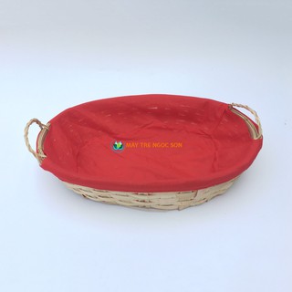 Set Giỏ quà tết, khay tre lót vải đựng quà tết