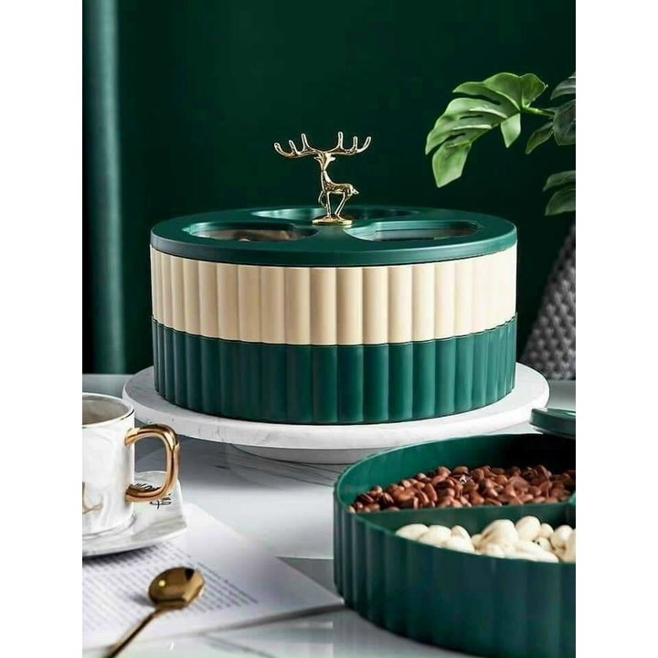 [Mẫu 2022] Khay Mứt Hươu, Khay Đựng Bánh Kẹo 2 Tầng Sang Chảnh
