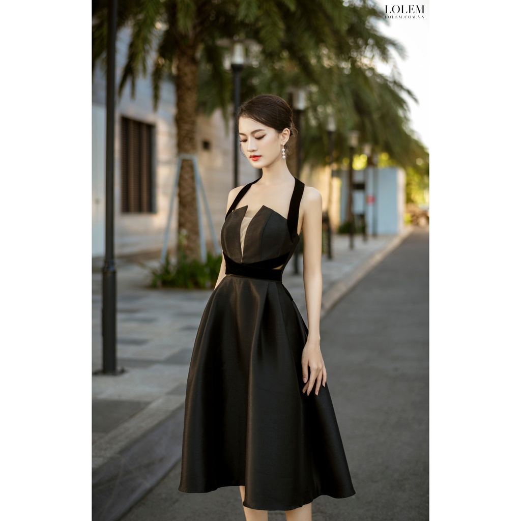 Đầm dự tiệc sang trọng LOLEM DX336 dáng xòe vải tafta xước giữ form tốt