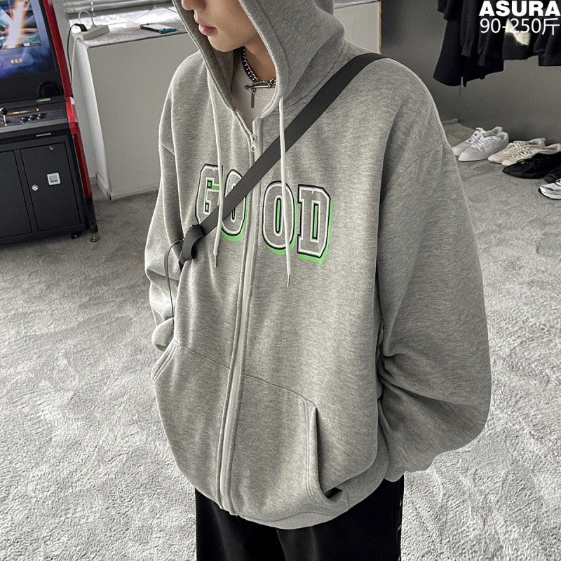 Áo Hoodie Zip Tổ Ong Good PEONYB Unisex  Khoác form rộng tay bồng lót nỉ in chữ vintage kiểu dáng hàn quốc đẹp