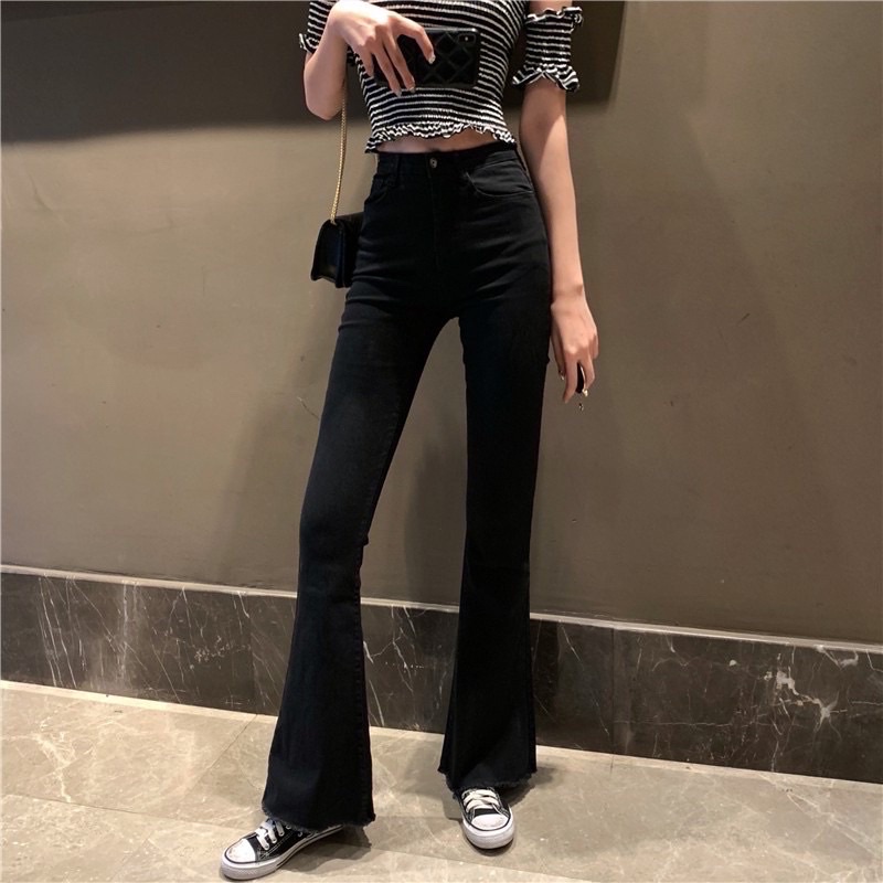 Quần jean ống loe gấu rách