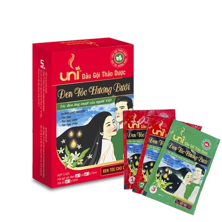 DẦU GỘI THẢO DƯỢC ĐEN TÓC HƯƠNG BƯỞI UNI