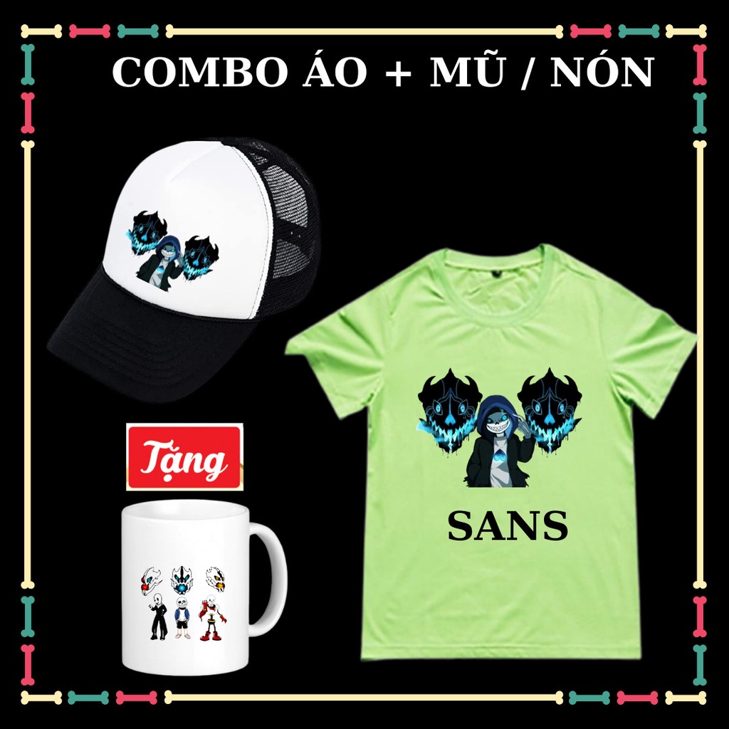 COMBO ÁO MŨ SANS UNDERTALE SIÊU NGẦU CHO BÉ TRAI ÁO BIỆT ĐỘI GANGSTER TẶNG LY SỨ SANS UNDERTALE