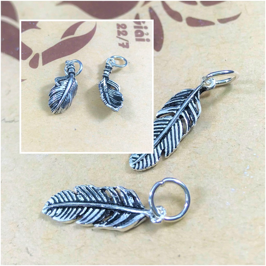 Charm lông vũ móc treo bạc thái - Charm bạc 925 - Mã CA193 CA194
