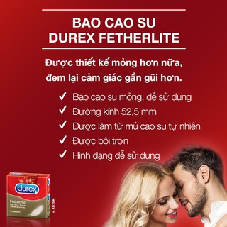 Bao cao su siêu mỏng Durex Fetherlite hộp 3 chiếc