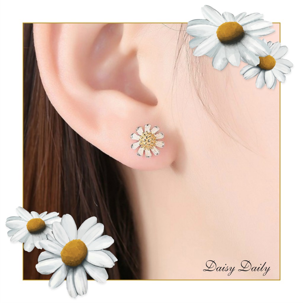 BÔNG TAI BẠC THÁI 92.5 HOA CÚC DAISY CUTE