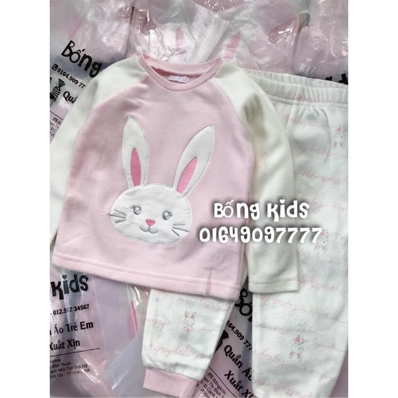 Bộ Bé Gái Thỏ Băng Lông Hồng Max