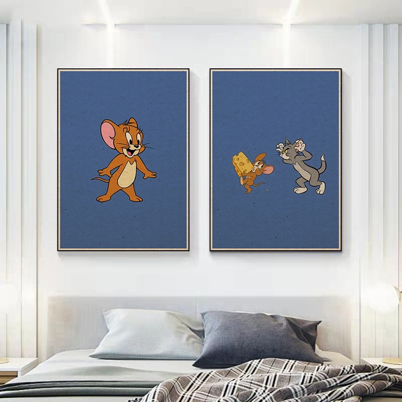 Poster Hoạt Hình tom Và jerry Phong Cách retro Trang Trí Nội Thất