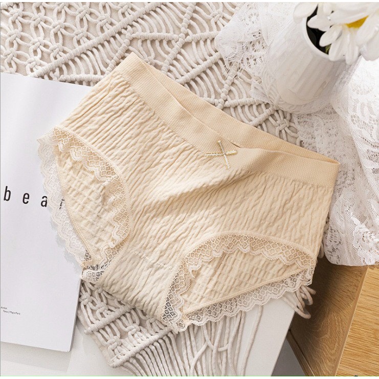 Quần lót nữ cotton viền ren nhăn kháng khuẩn co giãn siêu thấm kháng khuẩn MS556