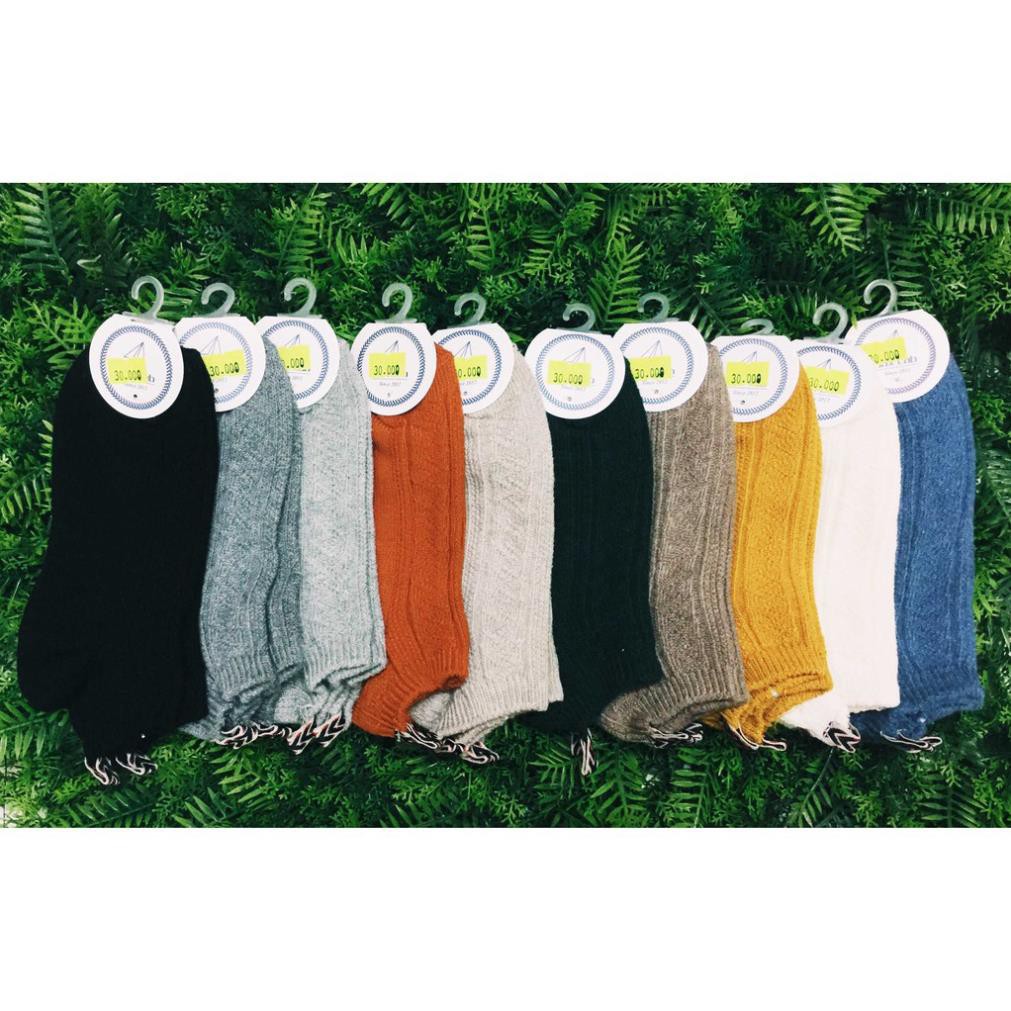 Tất Tất Ngắn Cổ 9 màu Vintage Tất Cổ Ngắn Cotton Trơn cổ điển Phong cách Nhật Hàn Hot Trend Tất Cổ Ngắn Ulzzang