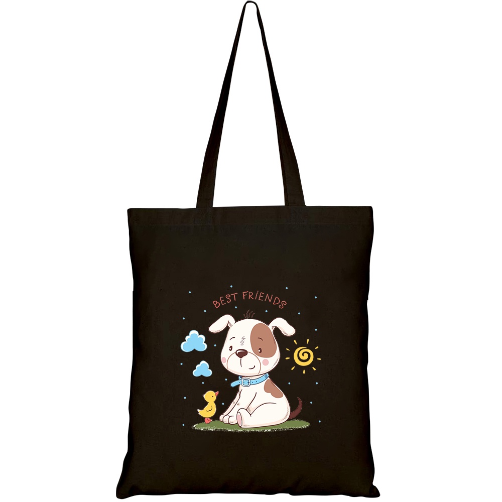 Túi vải tote canvas HTFashion in hình Cún con và bạn HT240