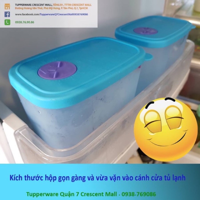 Hộp trữ đông 820ml/1L cao để vừa cánh tủ lạnh Tupperware VN