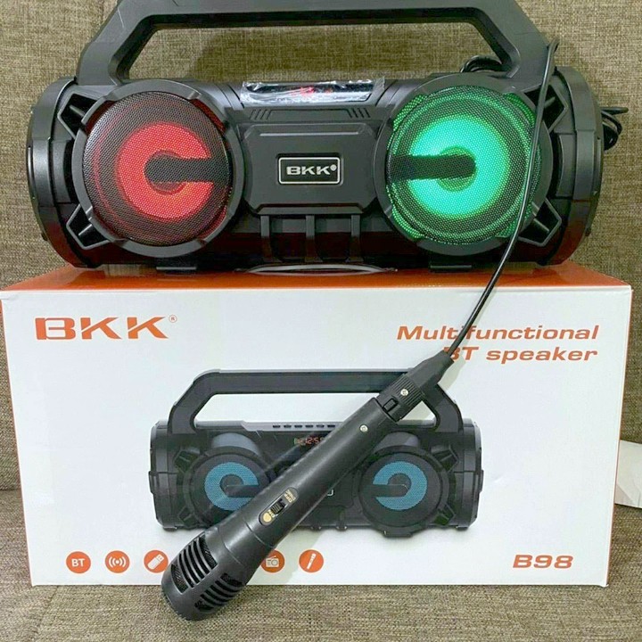 [Mã ELMSBC giảm 8% đơn 300K] Loa karaoke xách tay BKK B98 tích hợp jack cắm micro 6.5mm - kèm micro có dây (đen)