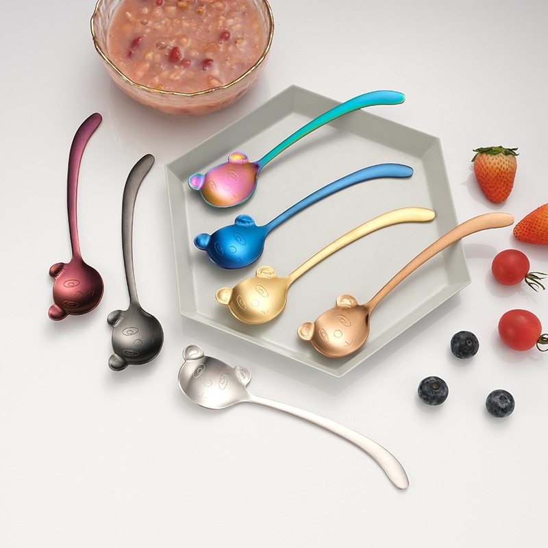 Muỗng Cà Phê Bằng Thép Không Gỉ 304 Hình Gấu Hoạt Hình Sáng Tạo