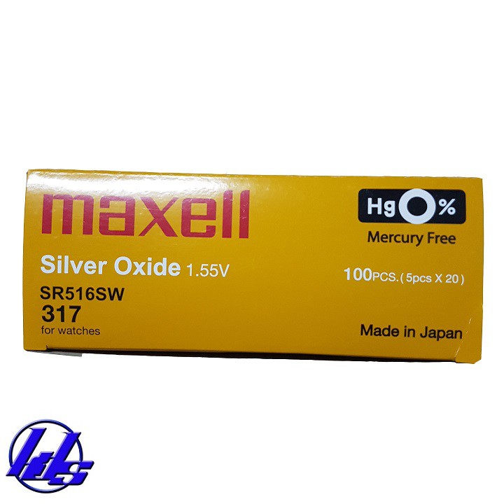 Pin đồng hồ SR516SW/317 Maxell Silver Oxide 1.55V - Vỉ 5 viên