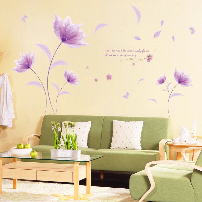 Decal dán tường HOA PHA LÊ TÍM MỚI
