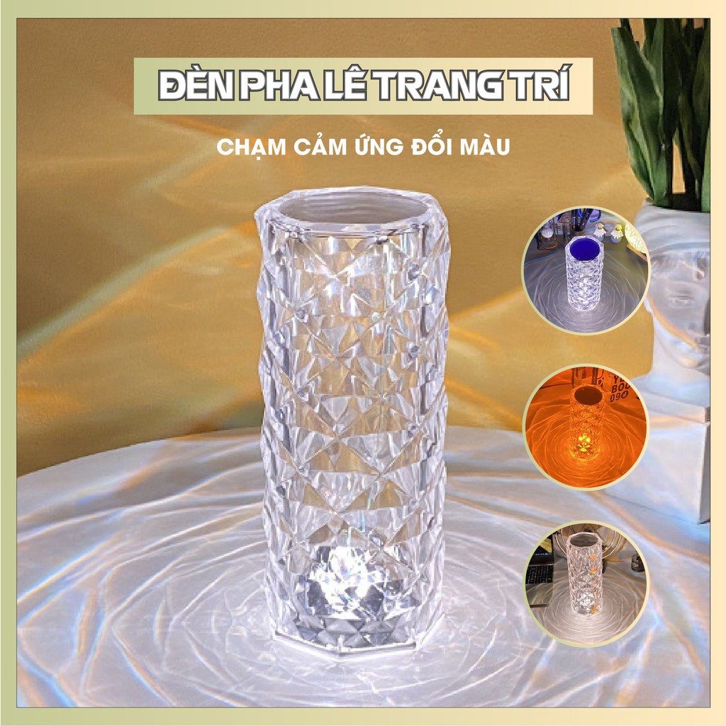 [HOT]Đèn ngủ pha lê cảm ứng chạm đổi màu, Hiệu ứng hoa hồng 3D sang trọng, Đèn decor trang trí đèn LED RGB - Kèm sạc USB