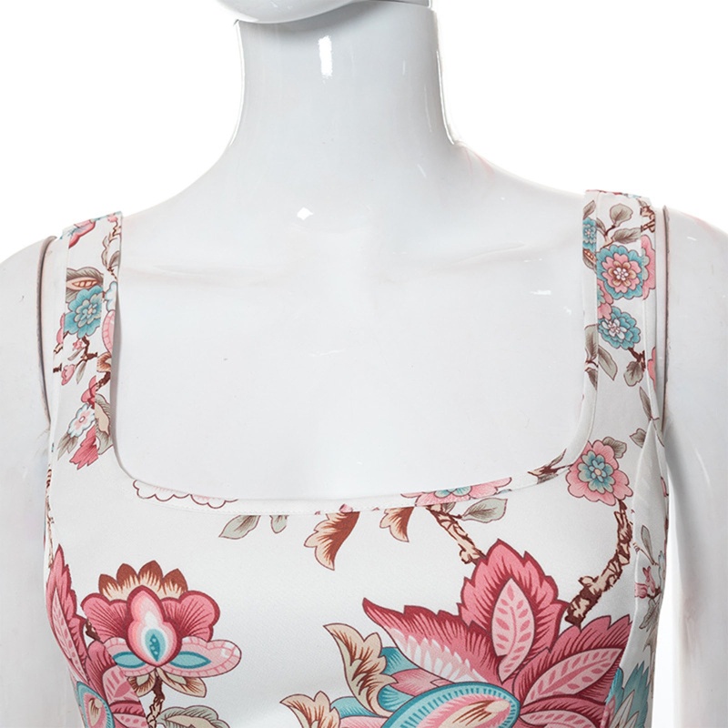 Ivy Áo Thun Nịt Bụng Không Tay In Hoa Thanh Lịch Trang Trí Cho Nữ