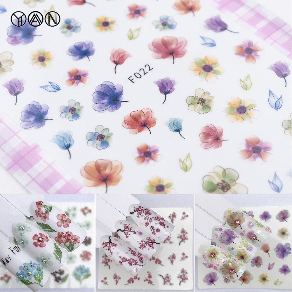 Sticker Dán Móng Trang Trí Hình Hoa Nhiều Kiểu Tùy Chọn