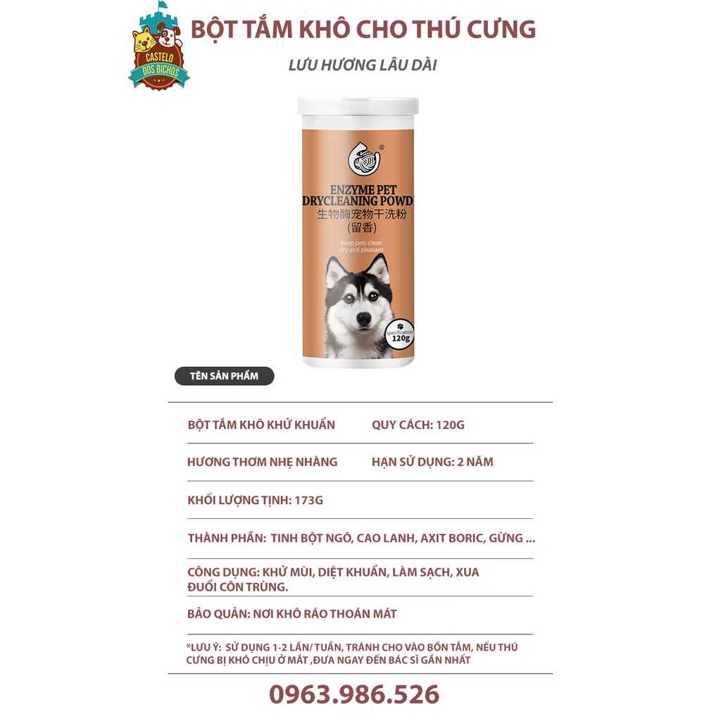 BỘT TẮM KHÔ CHO CHÓ MÈO CAO CẤP - DIỆT VI KHUẨN VE RẬN