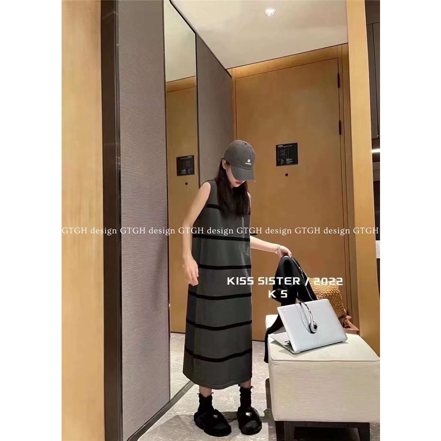Váy tanktop maxi kẻ ngang