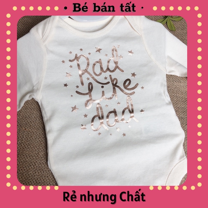 Bodysuit tay dài 0ld Navy, màu be, chữ nhũ Rad like dad