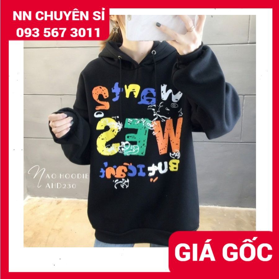 Áo hoodie nữ chất nỉ mềm mịn in hình hoạt hình in chữ dễ thương AHD Áo nỉ chui hoodie nam nữ Unisex