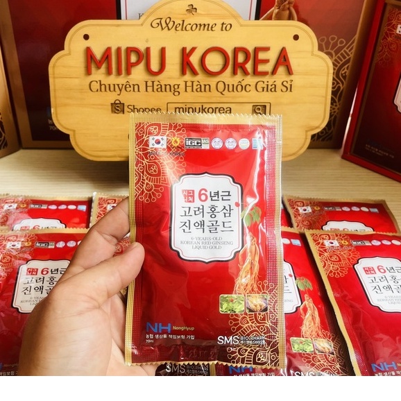 (Date 6/2025) Nước Hồng Sâm Hàn Quốc NongHyup hộp 30 gói x 70ml