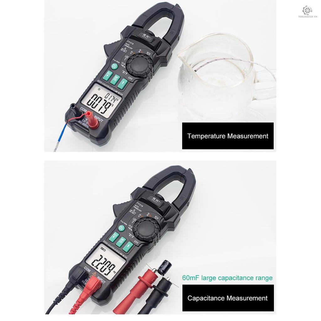 Đồng hồ đo dòng điện AC DC 6000 kẹp vạn năng màu đen FUYI RMS AC DC Surge kẹp vạn năng